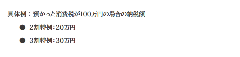 具体例：預かった消費税が100万円の場合の納税額